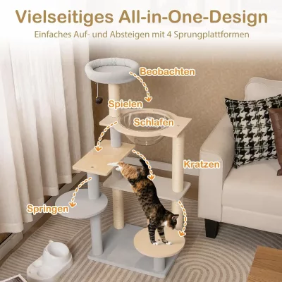 Arbre à chat en bois avec capsule spatiale – image 2