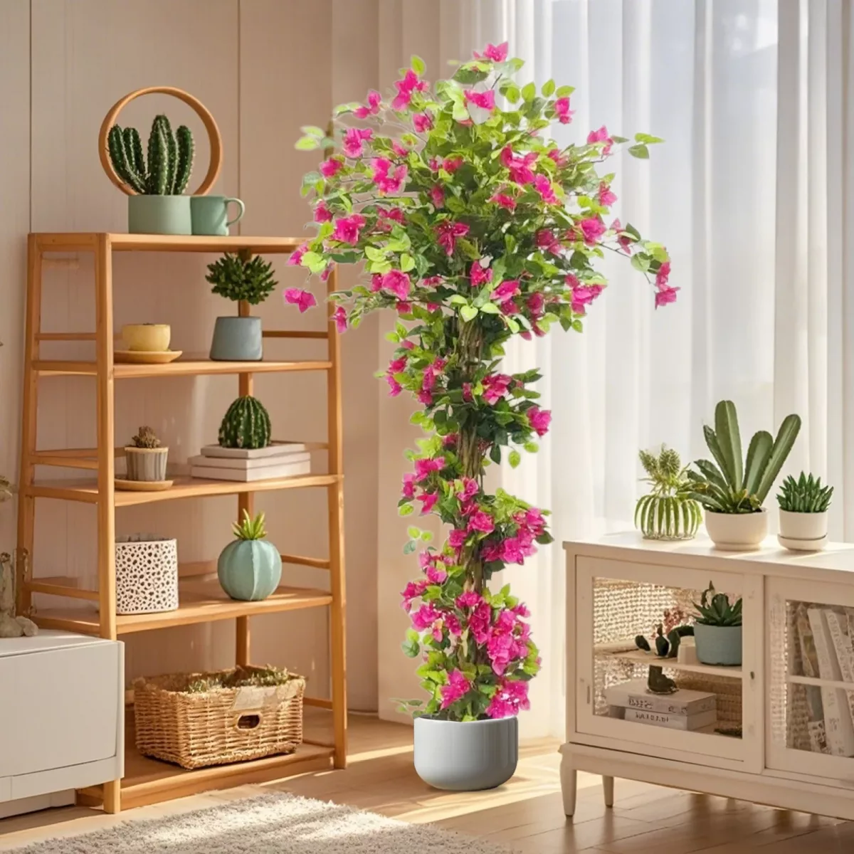Arbre artificiel bougainvillier en soie, pot