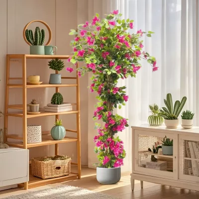 Arbre artificiel bougainvillier en soie, pot