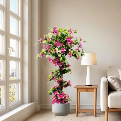 Arbre artificiel bougainvillier en soie, pot – image 2