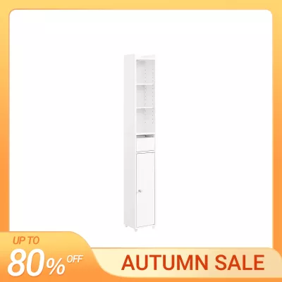 Armoire haute étroite de salle de bain en bois