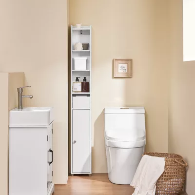 Armoire haute étroite de salle de bain en bois – image 2