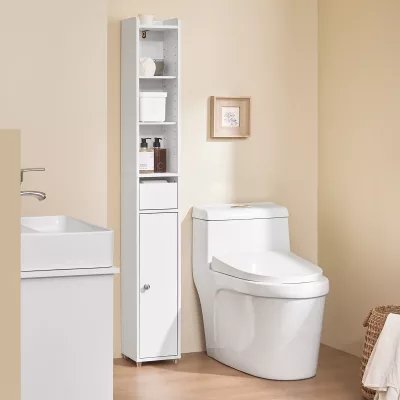 Armoire haute étroite de salle de bain en bois – image 3