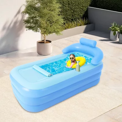 Baignoire gonflable pliable bleue – image 2