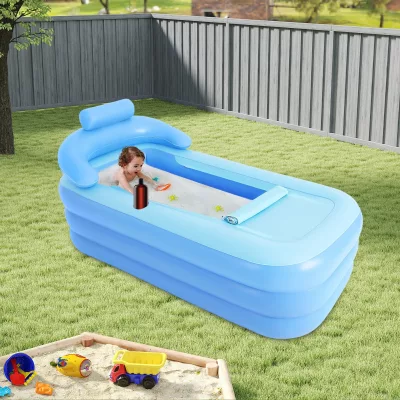 Baignoire gonflable pliable bleue – image 3