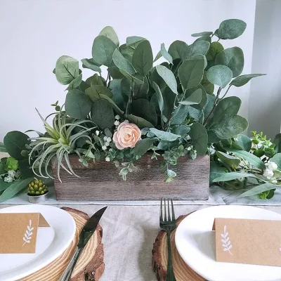 Branche d'eucalyptus artificielle en plastique – image 2