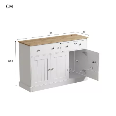 Buffet de salon blanc et couleur bois – image 2