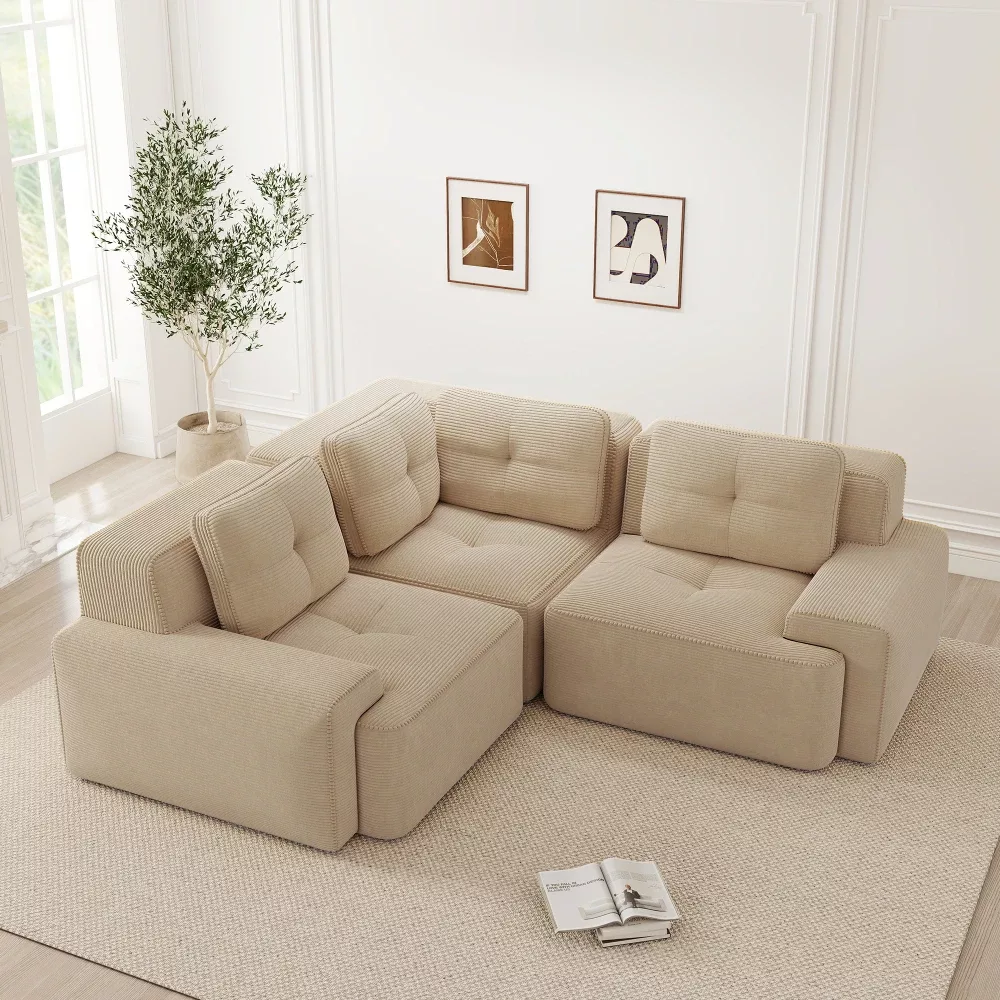 Canapé modulaire sans cadre, tissu côtelé