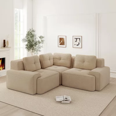 Canapé modulaire sans cadre, tissu côtelé – image 2