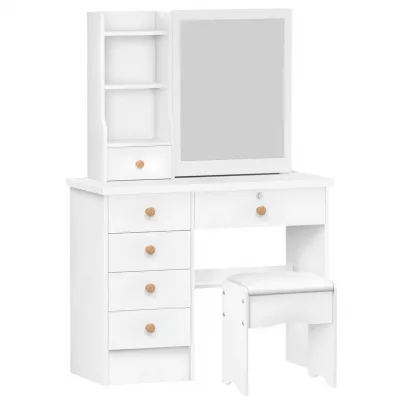 Coiffeuse avec miroir coulissant et 6 tiroirs – image 2