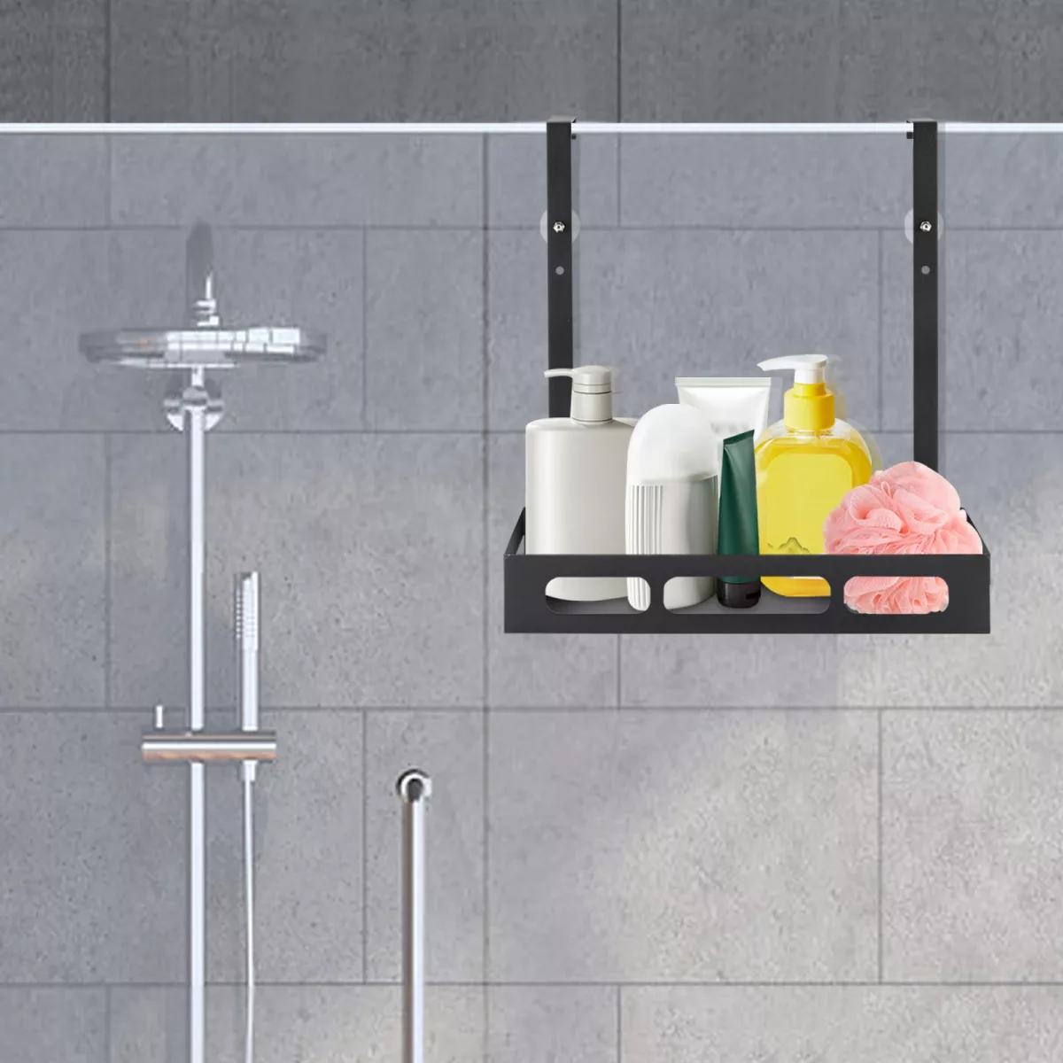 Étagère de douche murale noire sans perçage