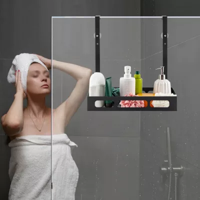 Étagère de douche murale noire sans perçage – image 3