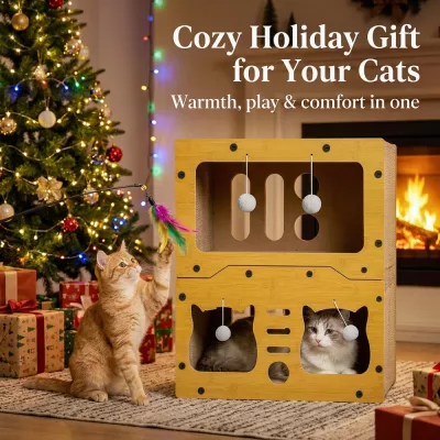 Grattoir maison pour chat, jaune – image 2