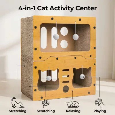 Grattoir maison pour chat, jaune – image 3
