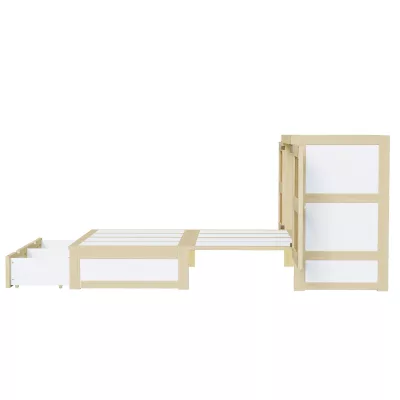Lit armoire pliant en bois, 140 × 200 cm – image 2