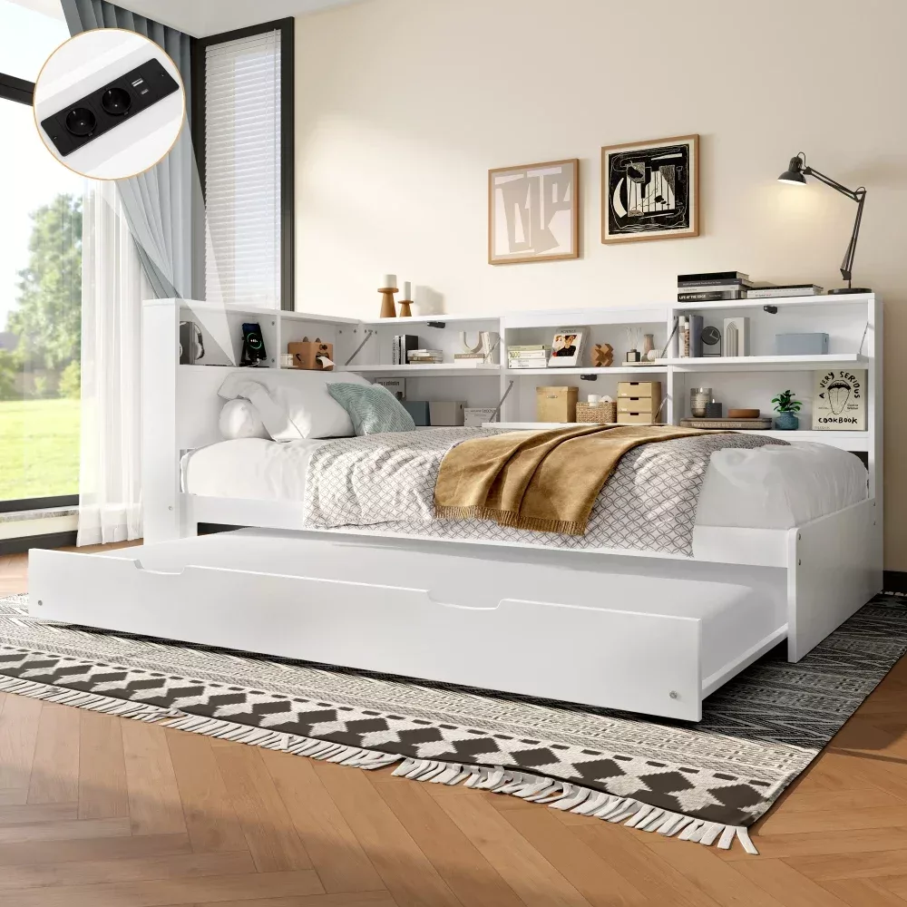 Lit de repos blanc, rangement et lit gigogne