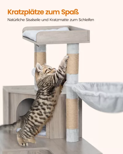 Meuble cache-litière pour chat avec griffoir – image 3