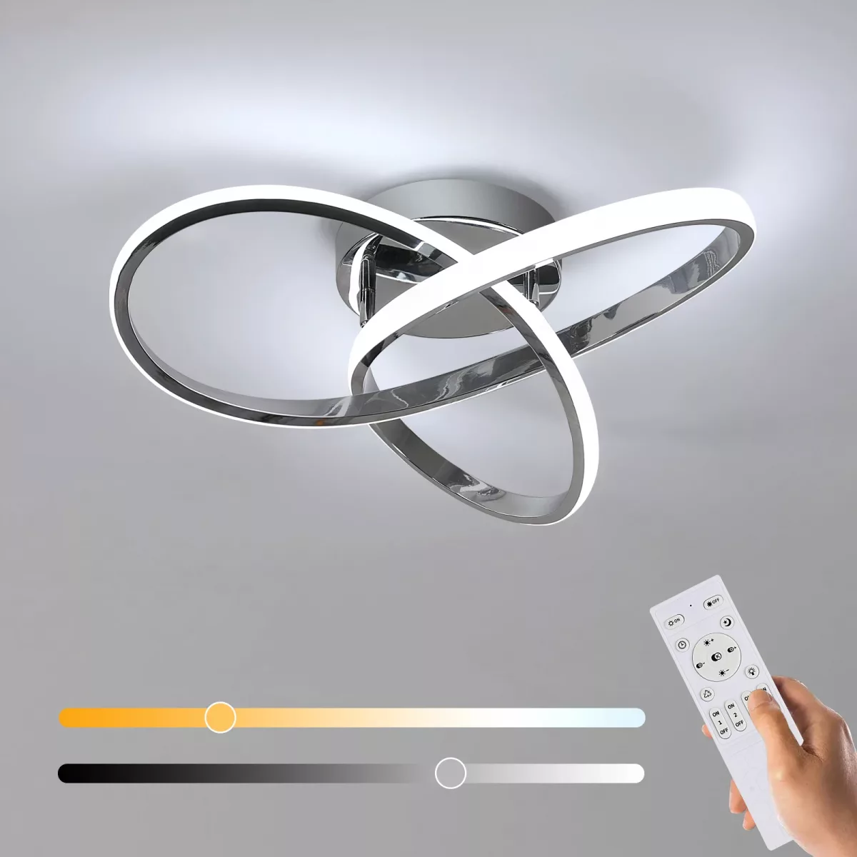 Plafonnier LED forme fleur, télécommande