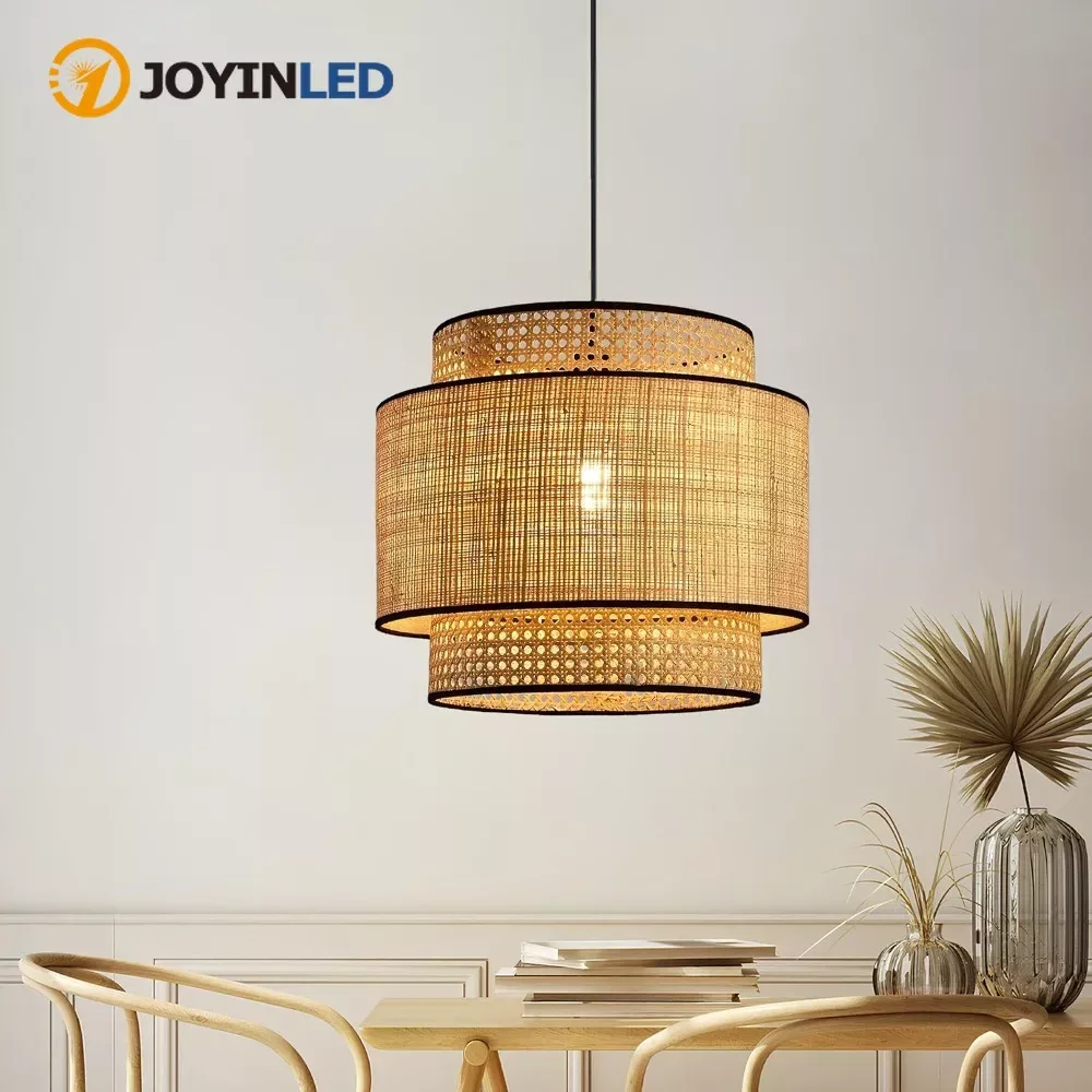 Suspension en lin beige tissé, diamètre 40 cm