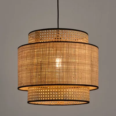 Suspension en lin beige tissé, diamètre 40 cm – image 2