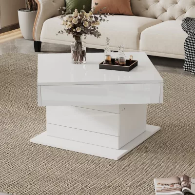Table basse blanche relevable et rotative – image 3
