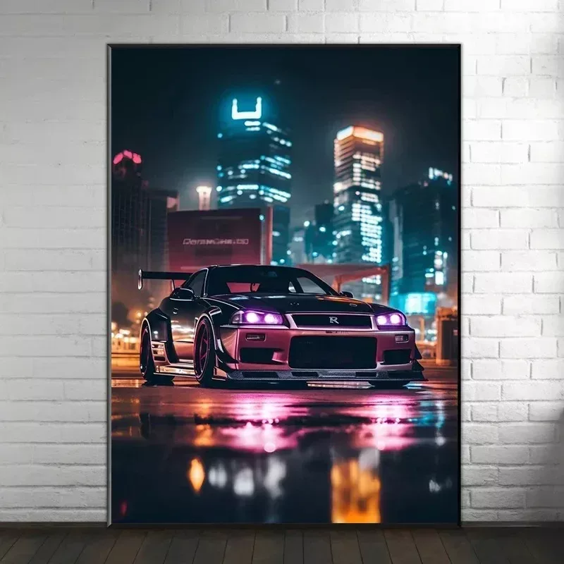 Tableau sur toile sans cadre, voiture GTR
