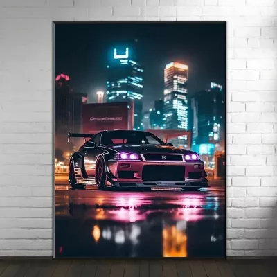 Tableau sur toile sans cadre, voiture GTR