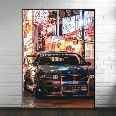 Tableau sur toile sans cadre, voiture GTR – image 2