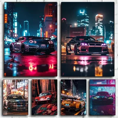 Tableau sur toile sans cadre, voiture GTR – image 3