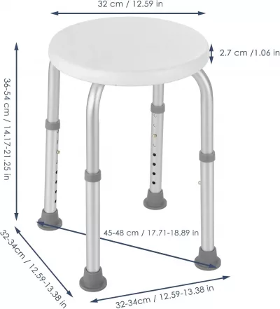 Tabouret de douche rond blanc en aluminium – image 2