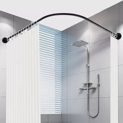 Tringle de douche d'angle en L, noire – image 2