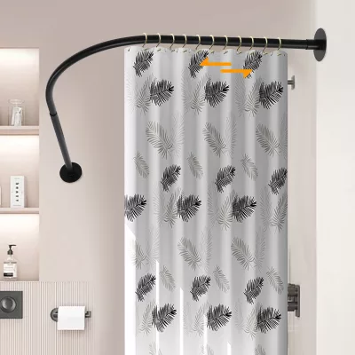 Tringle de douche d'angle en L, noire – image 3